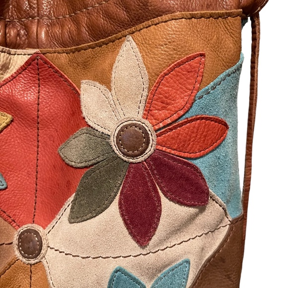 VTG Lucky Band Floral Leather Patchwork Hobo Bag - Picture 4 of 15